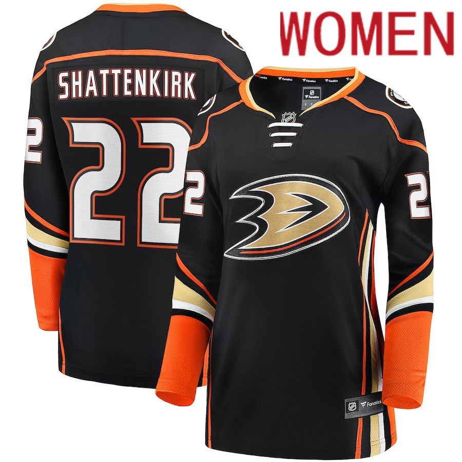 Women Anaheim Ducks #22 Kevin Shattenkirk Fanatics Branded Black Home Breakaway NHL Jersey